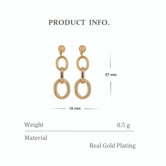 💛Gold plated round dangle earrings - Picture 3 of 6
